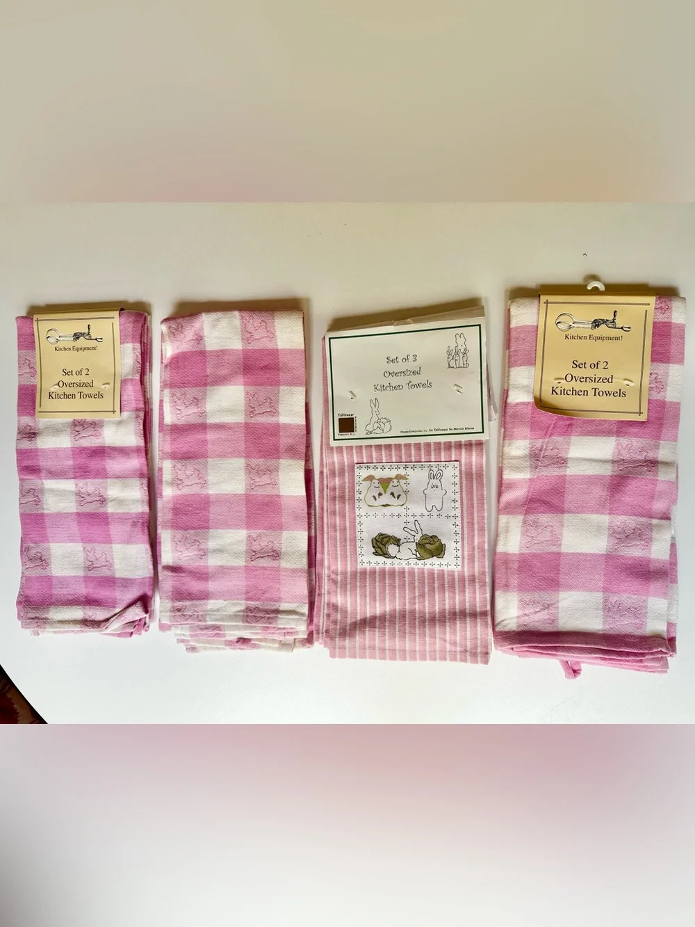 Nwt bundle of 9 Easter  theme Pink 100% cotton made in India kitchen Towels